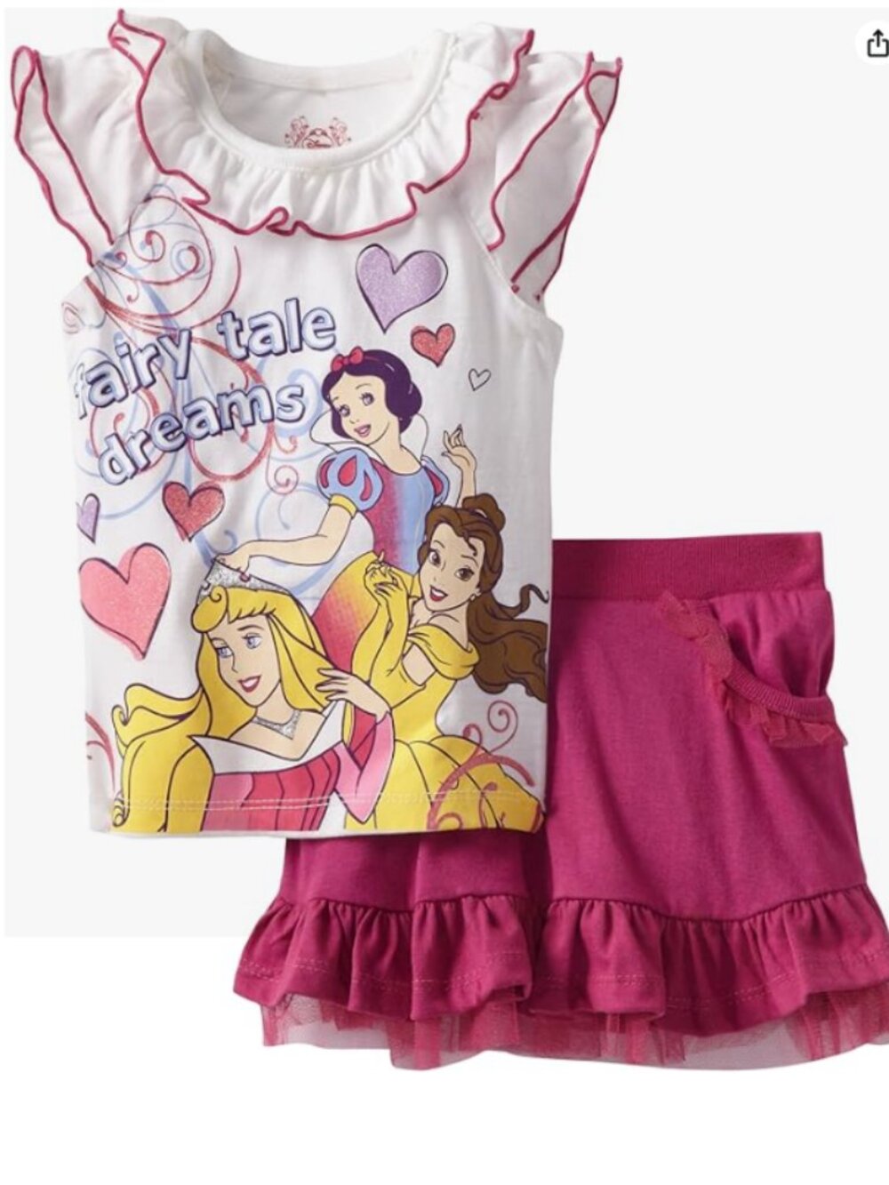 NEW Disney Girls Fairy Tale Dreams 2-Piece Top and Skort, 2T